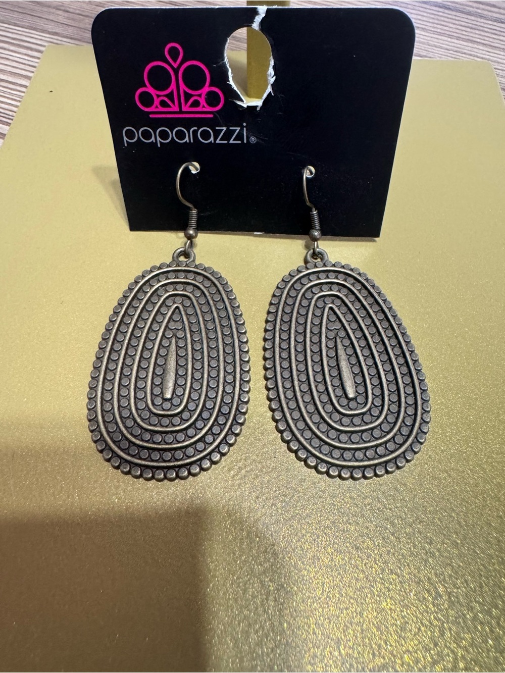 paparazzi Antique Bronze Oval Teardrop Dangle Earrings